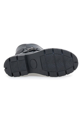 Grazia 1622 schwarze Stiefeletten mit Glitzerstern und Zierriemen