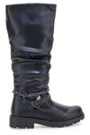 Schwarze Stiefel mit dekorativer Kette Danke 1747