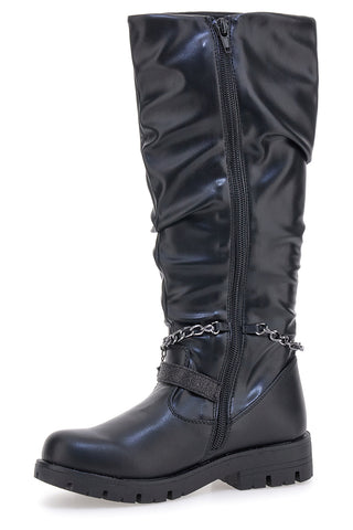 Schwarze Stiefel mit dekorativer Kette Danke 1747
