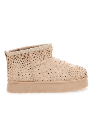 Stivaletti beige con strass e interno caldo con pelo Grazie Girls GB2030