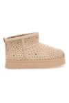 Beige Stiefeletten mit Strasssteinen und warmem Fellfutter. Danke Girls GB2030.