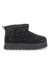 Schwarze Stiefeletten mit Strasssteinen und warmem Fellfutter. Danke Girls GB2030.