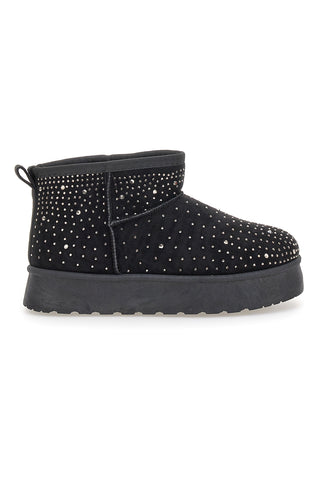 Stivaletti neri con strass e interno caldo con pelo Grazie Girls GB2030