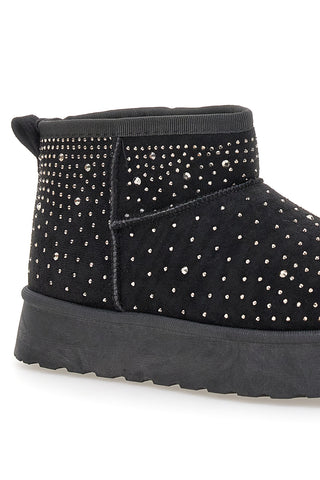 Schwarze Stiefeletten mit Strasssteinen und warmem Fellfutter. Danke Girls GB2030.