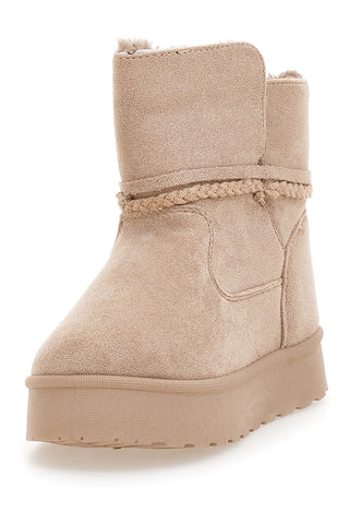 Beige Stiefeletten mit Glitzerherz und warmem Fellfutter