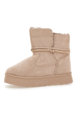 Beige Stiefeletten mit Glitzerherz und warmem Fellfutter