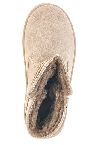 Beige Stiefeletten mit Glitzerherz und warmem Fellfutter