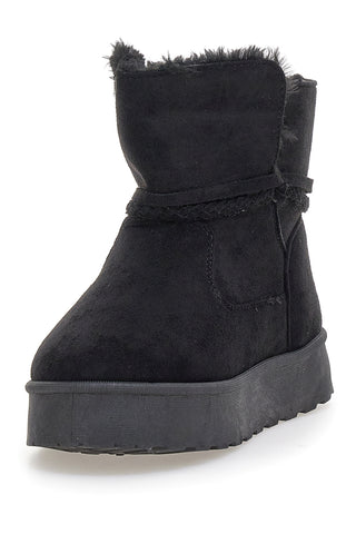 Schwarze Stiefeletten mit Glitzerherz und warmem Fellfutter