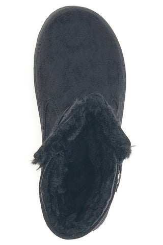 Schwarze Stiefeletten mit Glitzerherz und warmem Fellfutter