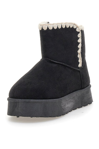 Schwarze Stiefeletten mit Schnalle und warmem Fellfutter, Modell Grazie Girls GB2032