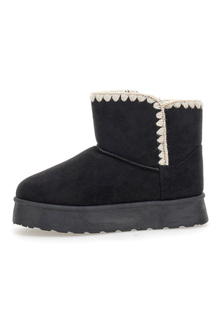 Schwarze Stiefeletten mit Schnalle und warmem Fellfutter, Modell Grazie Girls GB2032