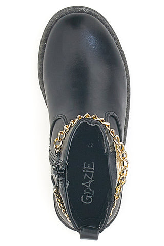 Anfibi neri con catena decorativa Grazia Girl 456456