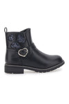 Schwarze Stiefeletten mit Glitzerherzen und Herzschnalle Grazie Girl 456459