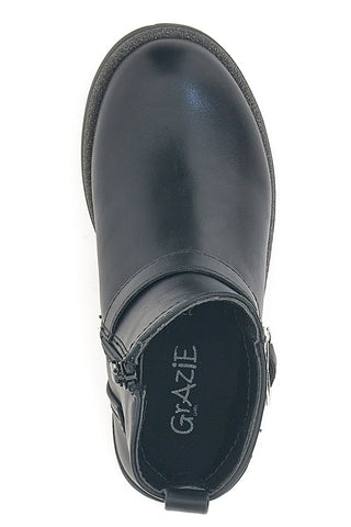 Schwarze Stiefeletten mit Glitzerherzen und Herzschnalle Grazie Girl 456459