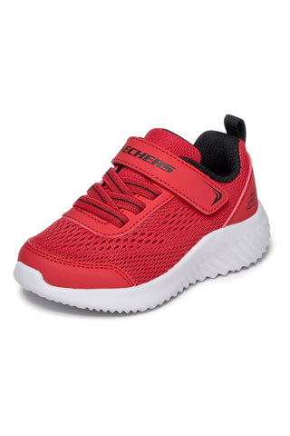 Rote Turnschuhe mit Riemen und elastischen Schnürsenkeln Skechers Bounder quantarun