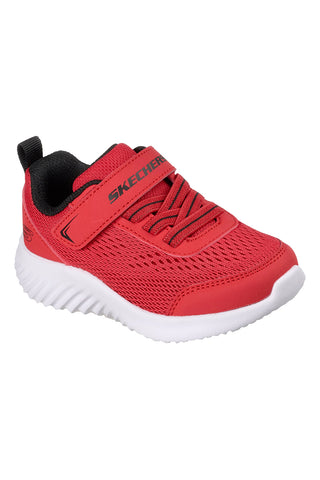 Rote Turnschuhe mit Riemen und elastischen Schnürsenkeln Skechers Bounder quantarun