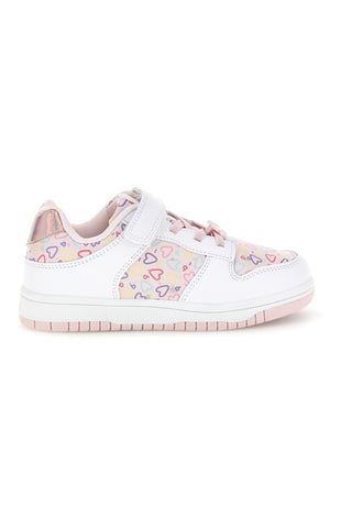 Rosa Turnschuhe mit mehrfarbigen Herzen Pitt Kinder K251309