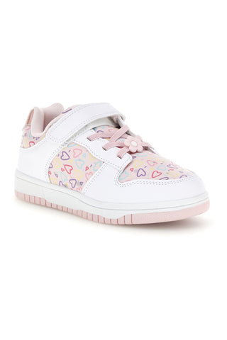 Rosa Turnschuhe mit mehrfarbigen Herzen Pitt Kinder K251309