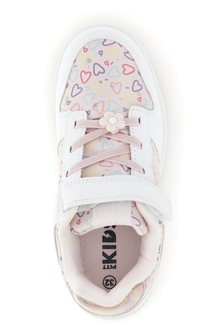 Rosa Turnschuhe mit mehrfarbigen Herzen Pitt Kinder K251309