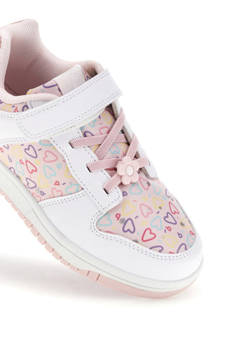Rosa Turnschuhe mit mehrfarbigen Herzen Pitt Kinder K251309