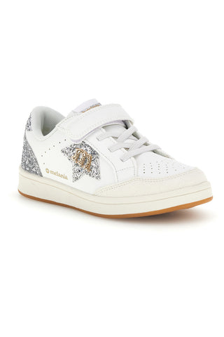 Sneakers bianco con strappi e inserti glitter Mkids MJ6005