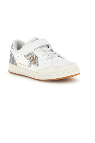 Sneakers bianco con strappi e inserti glitter Mkids MJ6005