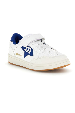 Sneakers bianco con strappi e inserti blu Mkids MJ6006