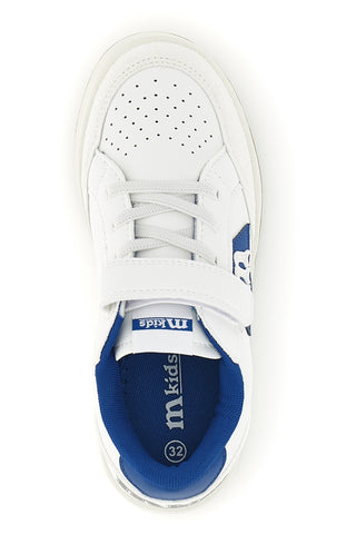Sneakers bianco con strappi e inserti blu Mkids MJ6006