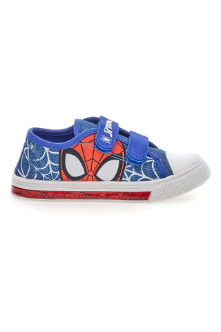 Scarpe blu in tessuto con luci e strappi Spiderman R1310638T