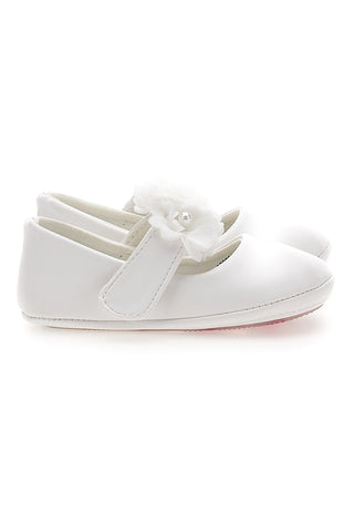 Weiße Ballerinas mit dekorativen Blumen Thank you girl 392601S