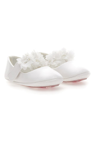 Weiße Ballerinas mit dekorativen Blumen Thank you girl 392601S