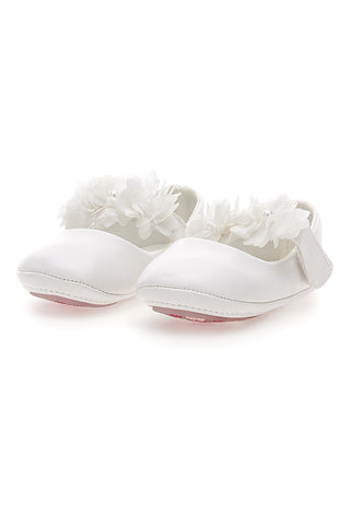 Ballerine bianche con fiori decorativi Grazie girl 392601S