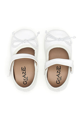 Weiße Ballerinas mit Schleife und Riemen Thank you girl 392602S