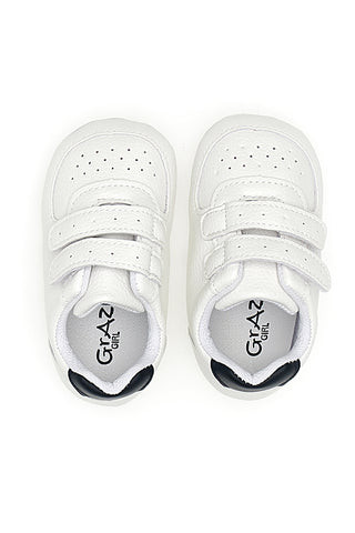 Weiße Turnschuhe mit Riemen und blauen Details Thank you girl 392603S