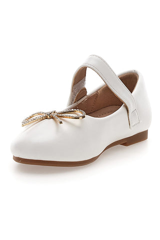 Weiße Ballerinas mit goldener Schleife Thank you girl 392613S