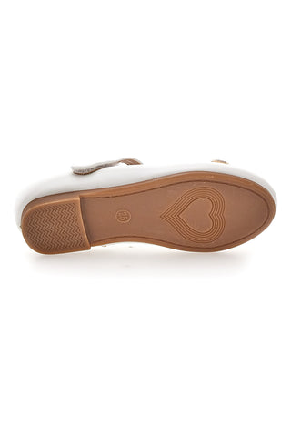 Weiße Ballerinas mit goldener Schleife Thank you girl 392613S