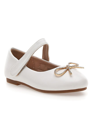 Weiße Ballerinas mit goldener Schleife Thank you girl 392613S
