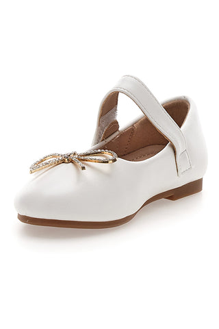 Weiße Ballerinas mit goldener Schleife Thank you girl 392613S