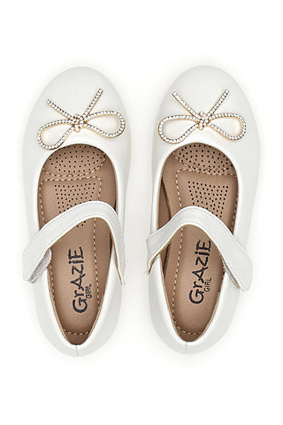 Weiße Ballerinas mit goldener Schleife Thank you girl 392613S