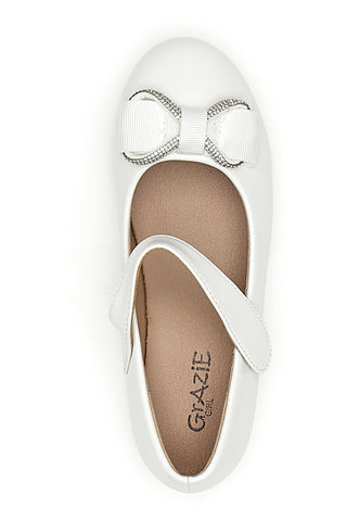 Ballerine bianche con fiocco frontale Grazie girl 392612S