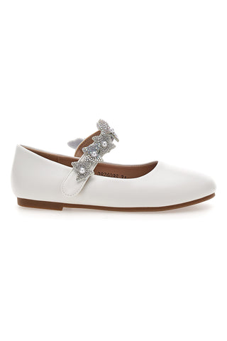 Weiße Ballerinas mit Schmuckband Thank you girl 392609S