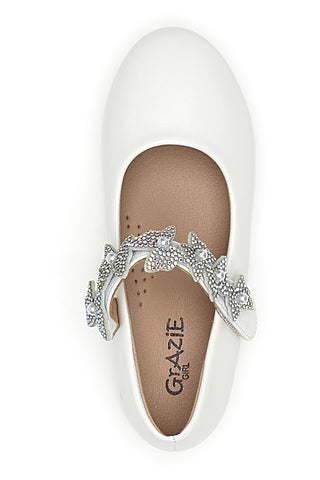 Weiße Ballerinas mit Schmuckband Thank you girl 392609S