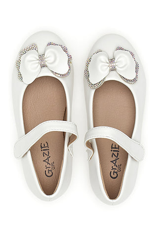 Ballerine bianche con fiocco iridescente Grazie girl 392608S