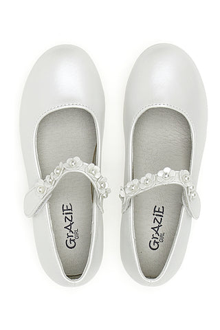 Perlenballerinas mit floralem Schmuckband Thank you girl 392614S