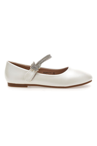 Weiße Ballerinas mit herzförmigem Glitzerriemen Thank you girl 392607S