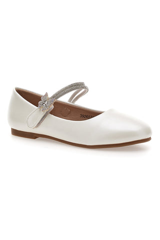 Weiße Ballerinas mit herzförmigem Glitzerriemen Thank you girl 392607S