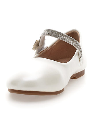 Weiße Ballerinas mit herzförmigem Glitzerriemen Thank you girl 392607S