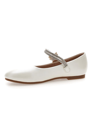 Weiße Ballerinas mit herzförmigem Glitzerriemen Thank you girl 392607S