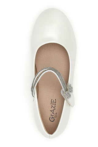 Weiße Ballerinas mit herzförmigem Glitzerriemen Thank you girl 392607S