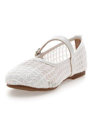 Weiße perforierte Ballerinas mit Riemen Thank you girl 392610S